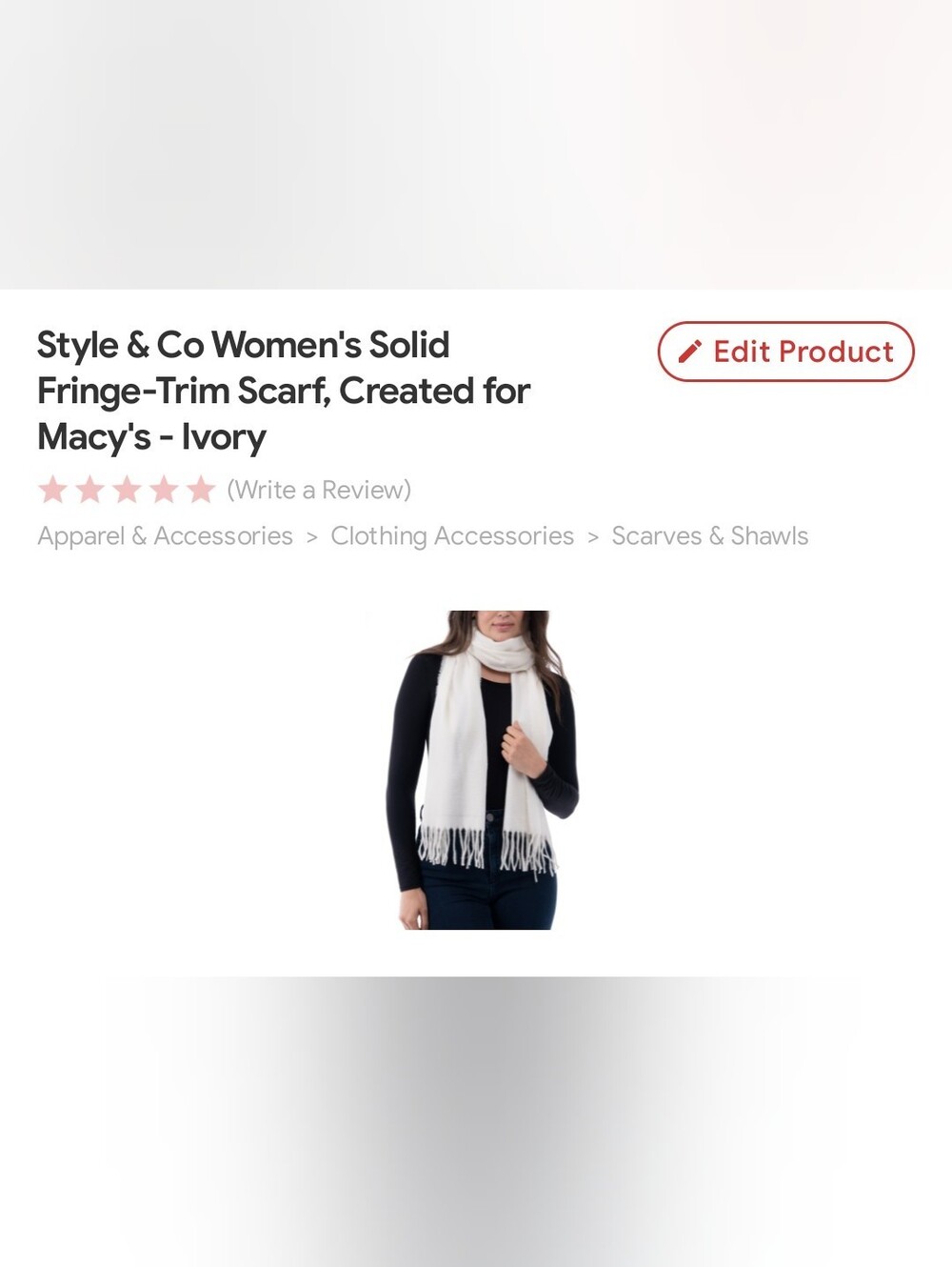 Style & Co. Ivory Fringe-Trim Scarf